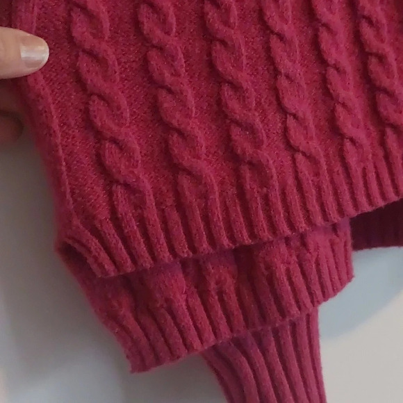 Oliver.o chunky cable knit balloon sleeve Pink Sweater large - Picture 5 of 7